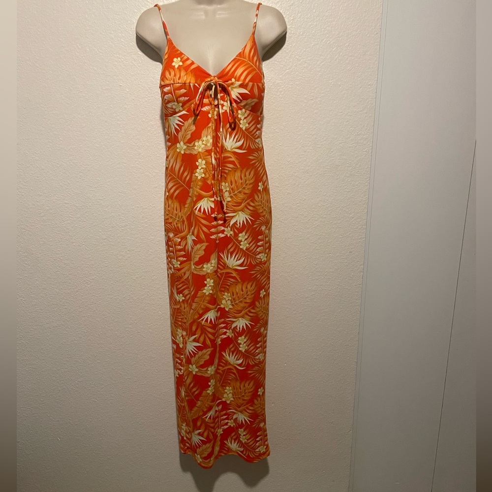 Liz & Sara Tropical Orange Maxi Dress. SZ L